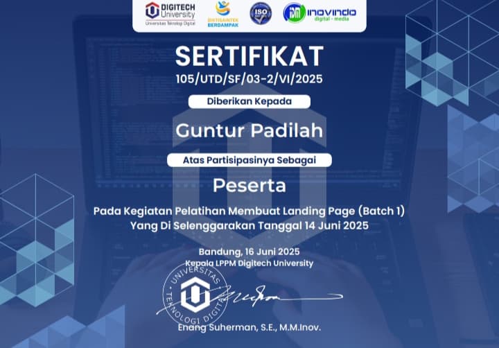 Sertifikat Pelatihan Landing Page